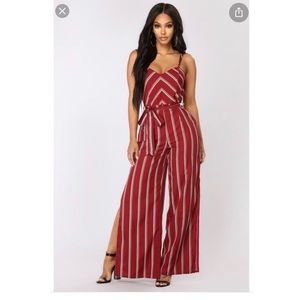 Red Striped Jumpsuit